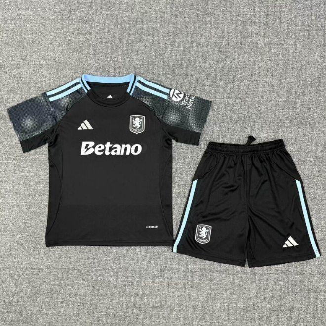 2025-26 Aston Villa FC Away Kids Soccer Kits Shirt With Shorts